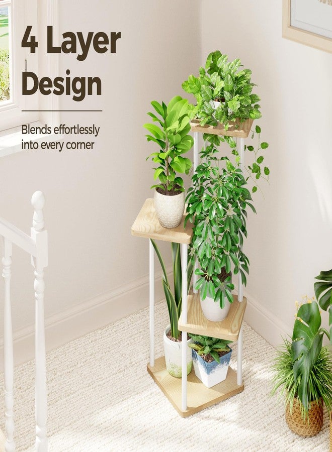 Bamworld Small Plant Stand Indoor 4 Tier Metal Plant Shelf for Multiple Plants Corner Flower Stand for Patio Garden Balcony Living Room Bedroom White - Image 4